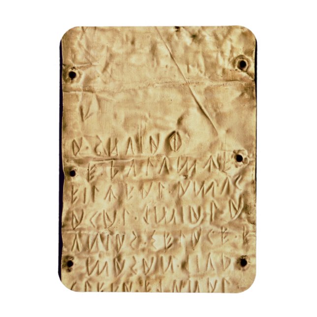 Gold plate with 'brief' Etruscan inscription, from Magnet (Vertical)