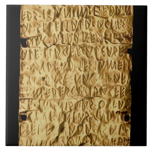 Gold plate with lengthy Etruscan inscription fro Tile