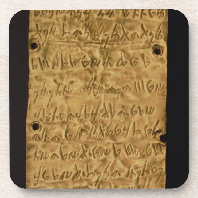 Gold plate with Phoenician inscription, from Santa Beverage Coaster (Front)