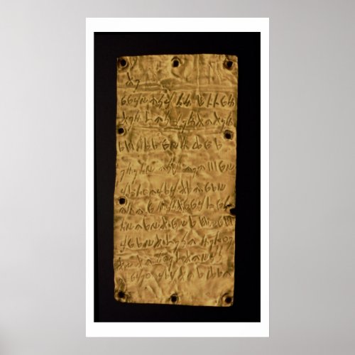 Gold plate with Phoenician inscription from Santa Poster