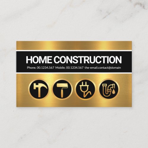 Gold Plated Layer Construction Handyman Tools Business Card