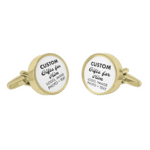 Gold Plated Round Cufflinks Custom Gifts for Him