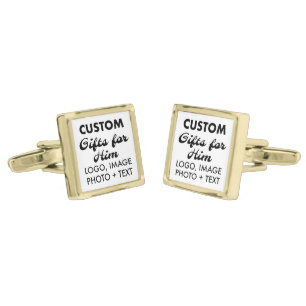Gold Plated Square Cufflinks Custom Gifts for Him