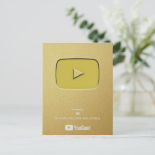 Gold Play Button Yougood Invitation Postcard
