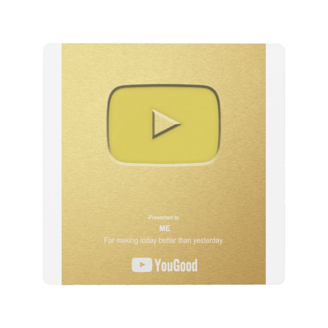 Gold Play Button Yougood Metal Print (Front)