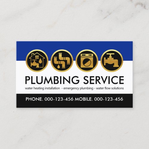 Gold Plumber Tools Icon Plumbing Business Card