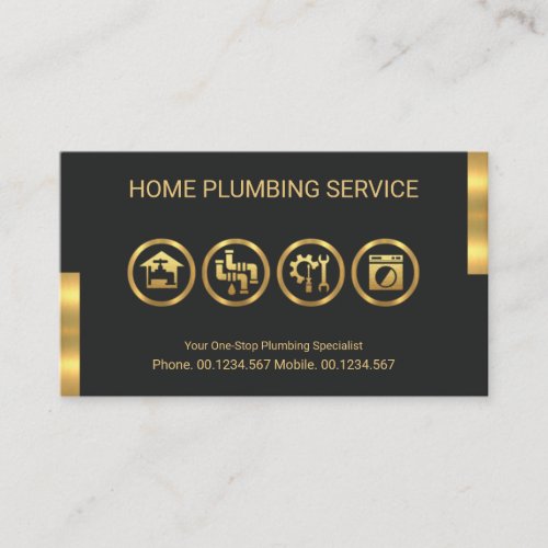 Gold Plumber Tools Motif Plumbing Service  Business Card