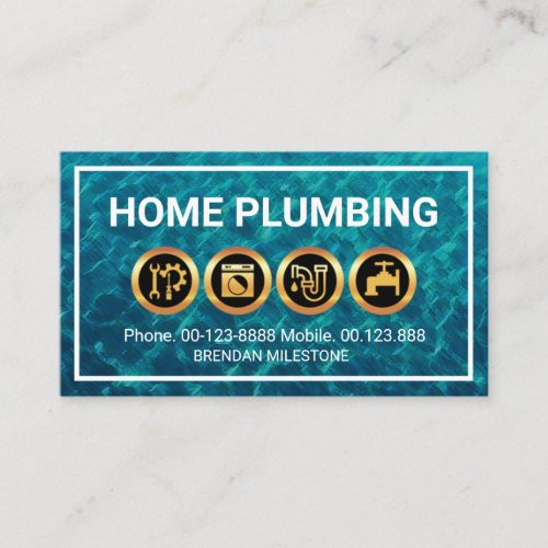 Gold Plumbing Icons Flooded Waters Plumber Business Card