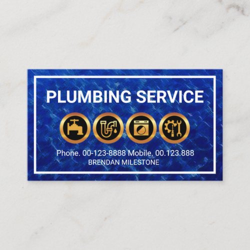 Gold Plumbing Icons Frame Flood Waters Plumber Business Card