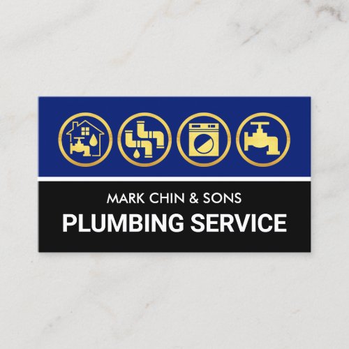 Gold Plumbing Tools Blue Black Layers Business Card