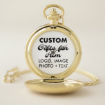 Gold Pocket Watch & Chain Custom Gifts for Him<br><div class="desc">Custom Gifts for Him personalized Gold Pocket Watch and Chain. Upload logo,  photo,  image,  design and add your own text to make your own personalised birthday,  Christmas,  Father's Day,  Valentine's Day celebration,  office gifts for him (man,  men,  husband,  boyfriend,  father,  dad,  young man,  son).</div>