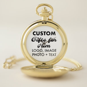 Gold Pocket Watch & Chain Custom Gifts for Him