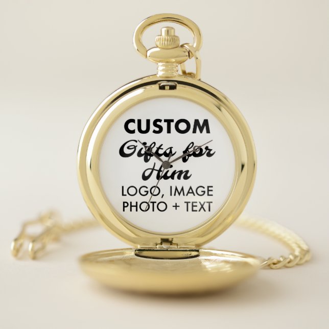 Gold Pocket Watch & Chain Custom Gifts for Him (Inside)