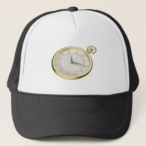 Gold pocket watch trucker hat