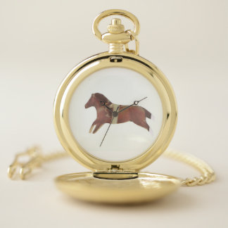 Gold Pocket Watch with Horse Design