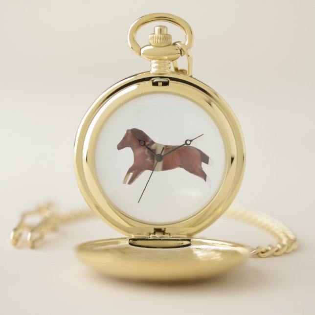 Gold Pocket Watch with Horse Design (Inside)