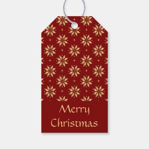 Gold Poinsettia Pattern on Red Gift Tags