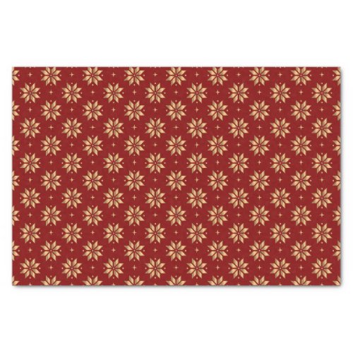Gold Poinsettia Pattern on Red Tissue Paper