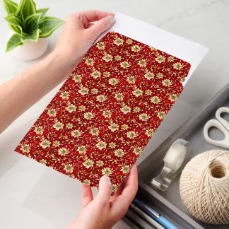 Gold Poinsettias and Snowflakes Christmas Envelope Mailers