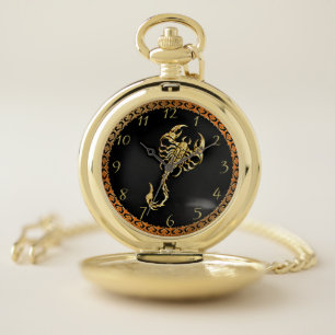 Gold poisonous scorpion very venomous arachnid 3 pocket watch