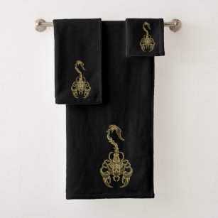 Gold poisonous scorpion very venomous insect bath towel set