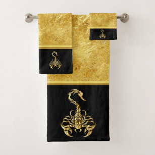 Gold poisonous scorpion very venomous insect bath towel set