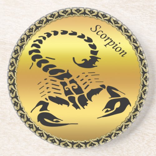Gold poisonous scorpion very venomous insect drink coaster