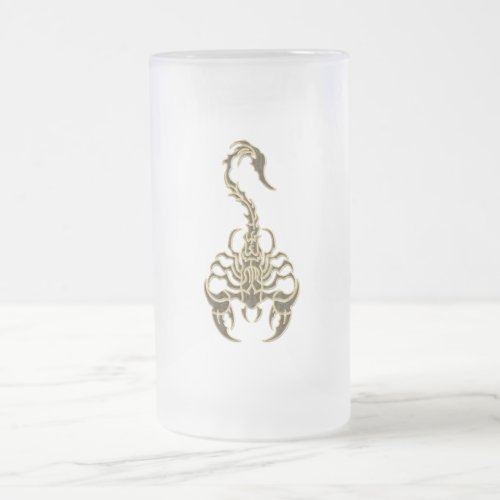 Gold poisonous scorpion very venomous insect frosted glass beer mug