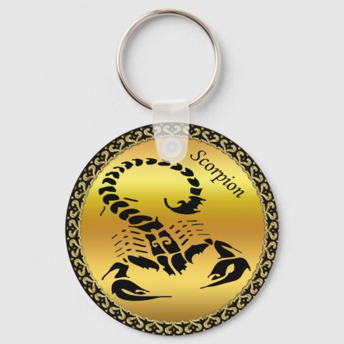 Gold poisonous scorpion very venomous insect keychain