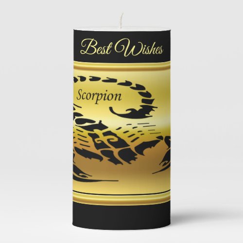 Gold poisonous scorpion very venomous insect pillar candle