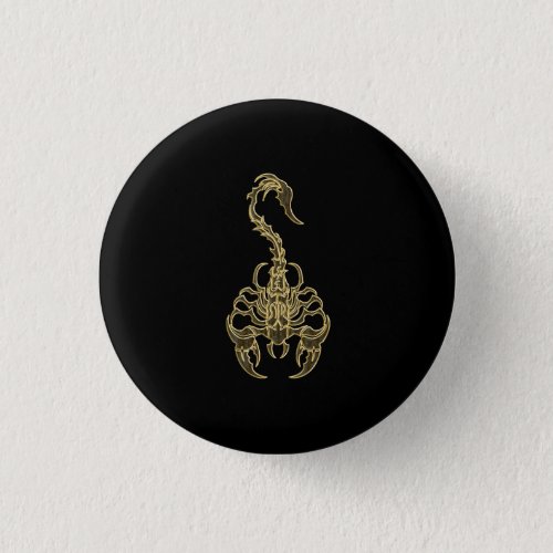 Gold poisonous scorpion very venomous insect pinback button