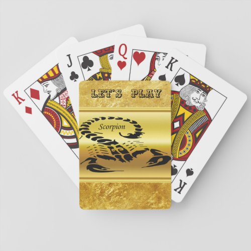 Gold poisonous scorpion very venomous insect playing cards