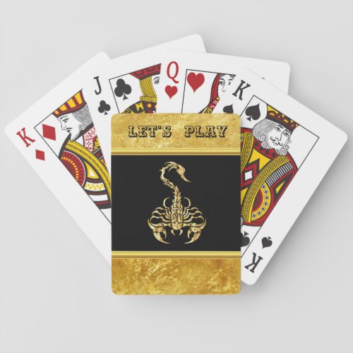 Gold poisonous scorpion very venomous insect playing cards
