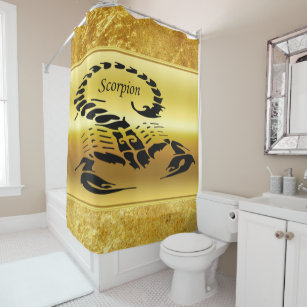 Gold poisonous scorpion very venomous insect shower curtain