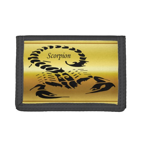 Gold poisonous scorpion very venomous insect tri_fold wallet