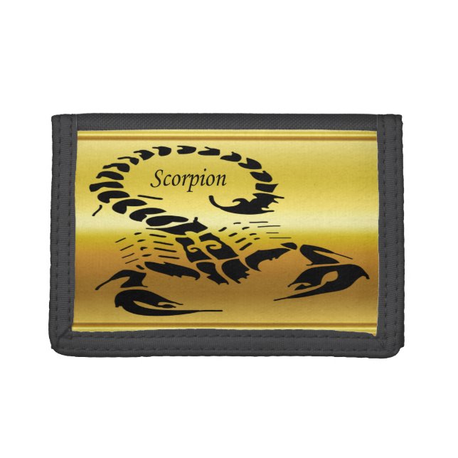 Gold poisonous scorpion very venomous insect tri-fold wallet (Front)