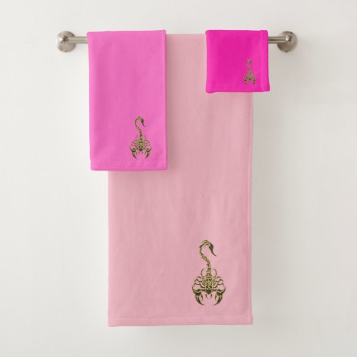 Gold poisonous scorpion very venomouspink bath towel set