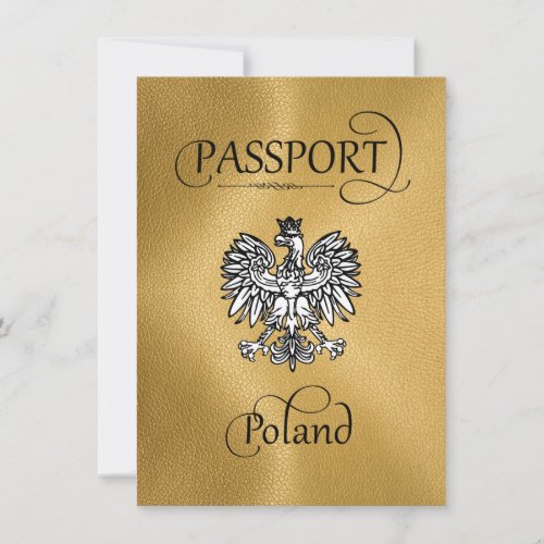 Gold Poland Passport Save the Date Card