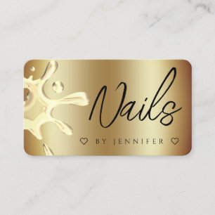 Gold Polish Splash Drip Nails QR Code Gold Business Card