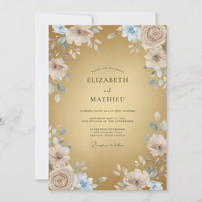 Gold Polished Formal Wedding Invitation (Front)