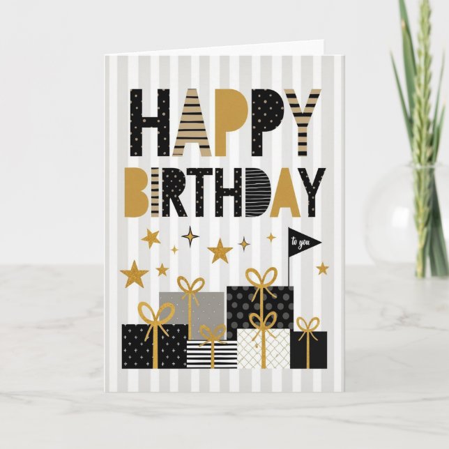 Gold Polka Birthday Card (Front)