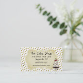 Gold Polka Dot Cake Baker Bakery Business Cards (Standing Front)