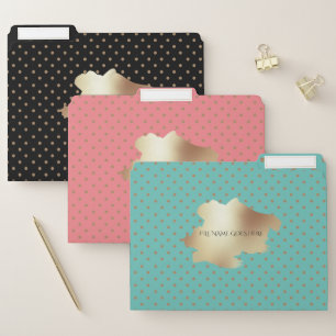 Gold polka dot faux foil shimmer three colors file folder