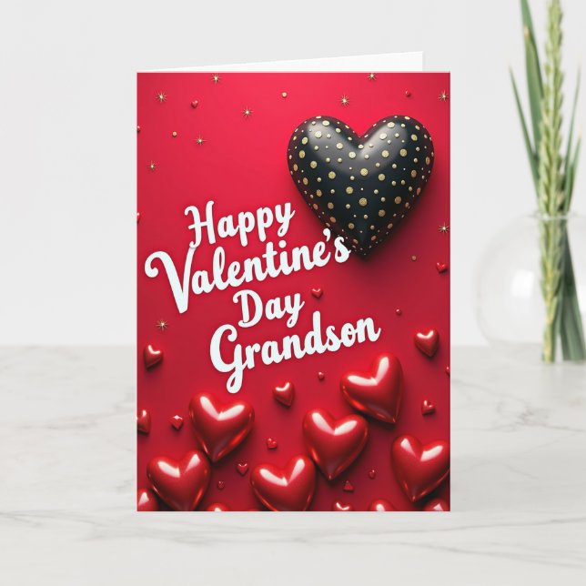 Gold Polka Dot Heart Card (Front)