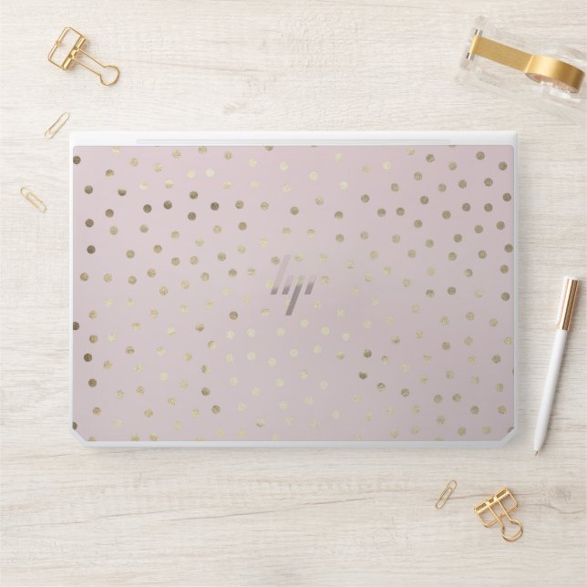 Gold Polka Dot Lavender Blush | Monogram HP Laptop Skin (Desk)
