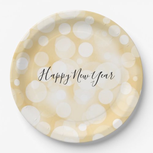 Gold Polka Dot Pattern New Years Paper Plates