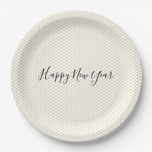 Gold Polka Dot Pattern New Years Paper Plates