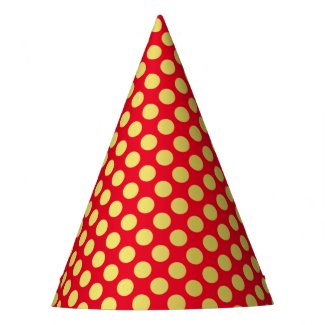 Gold Polka Dot Red Party Hat