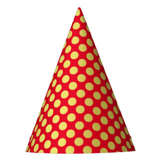 Gold Polka Dot Red Party Hat