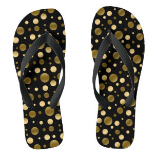 Gold Polka Dot Seamless Pattern Flip Flops